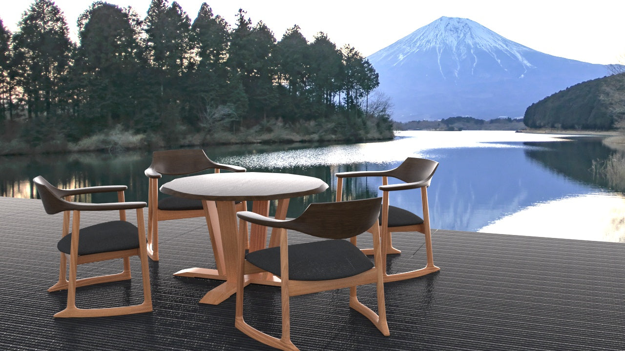 和室椅子テーブル_旅館家具_4人用テーブル, テーブル, ラウンドテーブル_くつろぎ-ラウンドテーブル100-60_八木研_ヤギケン_yagiken