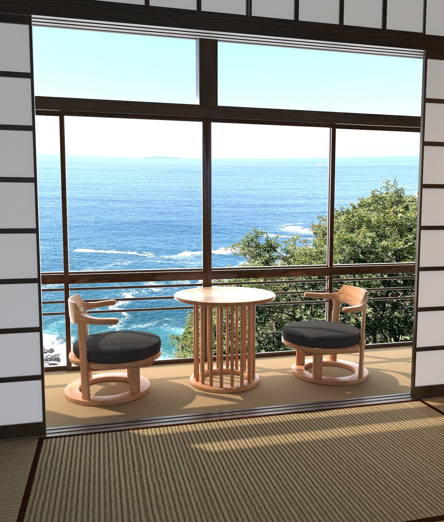 和室椅子テーブル_旅館家具_1人用テーブル, サイドテーブル, ソファテーブル, ソファベッド, テーブル, テーブル幅60cm, テーブル高さ50cm, ナイトテーブル, ホテルテーブル, ラウンジテーブル, ラウンドテーブル, ローテーブル, 丸テーブル, 低いテーブル, 和室テーブル, 宴会場, 広縁, 旅館テーブル_まどか-花芯テーブル-L-NT_八木研_ヤギケン_yagiken