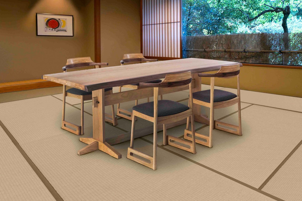 和室椅子テーブル_旅館家具_アームチェア, ダイニングチェア, チェア_くつろぎ-チェア3-walnut-L_八木研_ヤギケン_yagiken