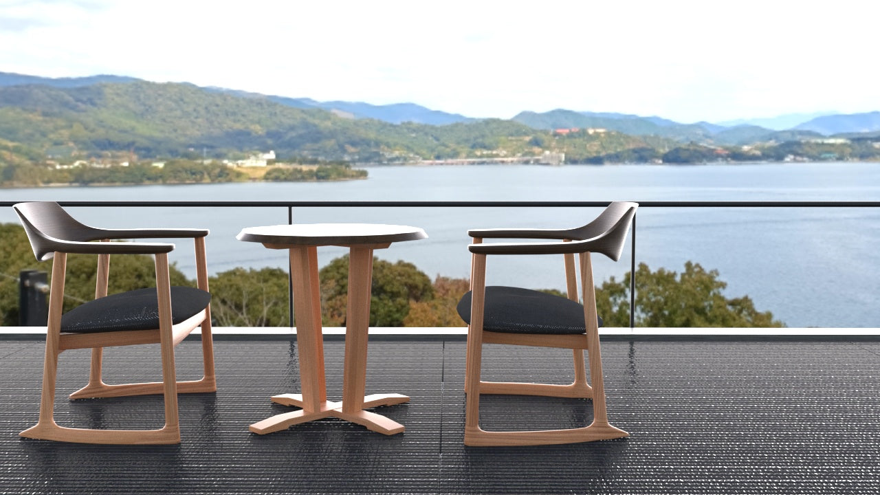 和室椅子テーブル_旅館家具_2人用テーブル, テーブル, ラウンドテーブル_くつろぎ-ラウンドテーブル60-H_八木研_ヤギケン_yagiken