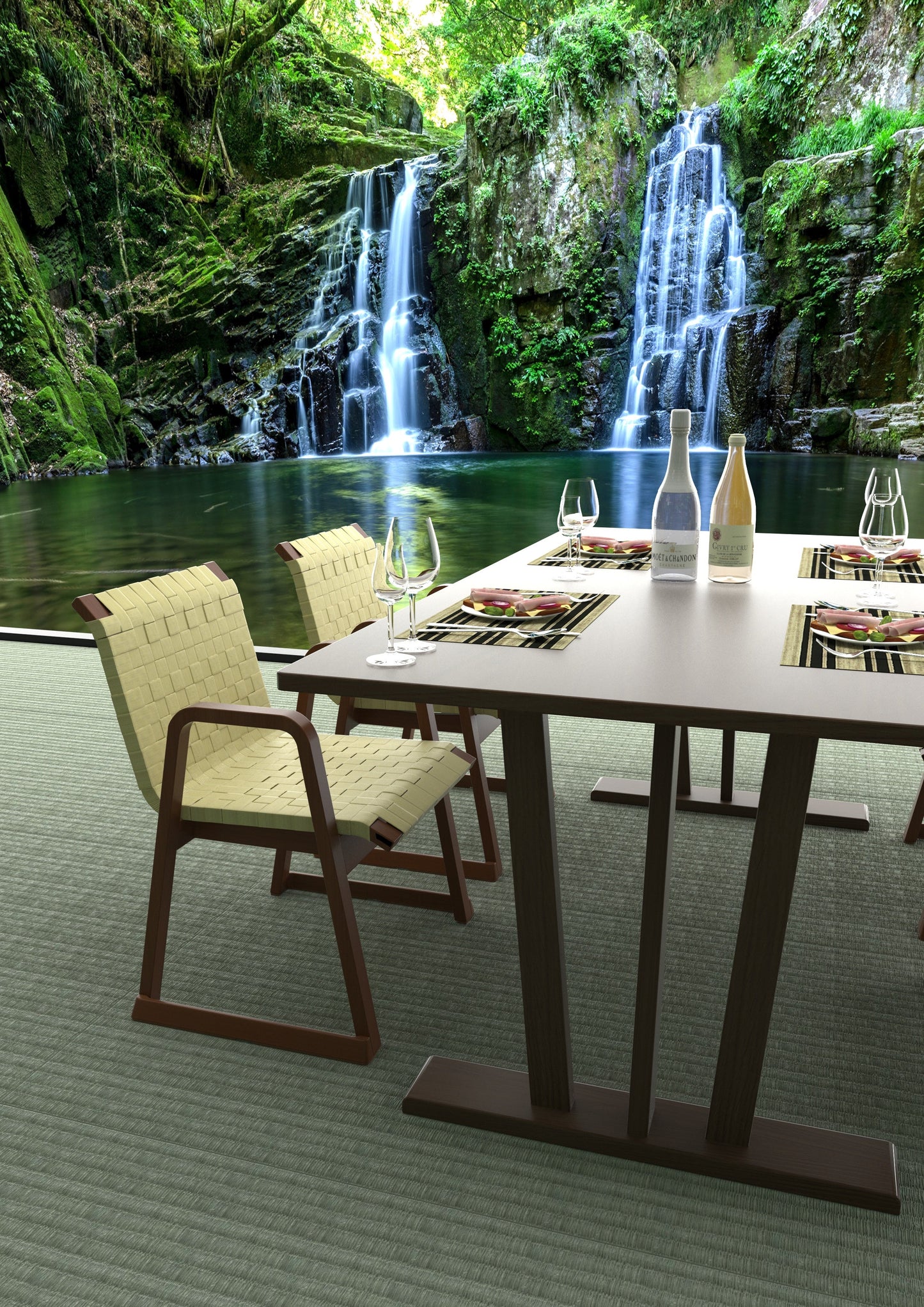 和室椅子テーブル_旅館家具_アームチェア, ダイニングチェア, チェア_飛鳥チェア3-350-グリーン_八木研_ヤギケン_yagiken