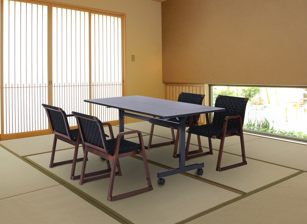 和室椅子テーブル_旅館家具_アームチェア, ダイニングチェア, チェア_飛鳥チェア3-400-ブラック_八木研_ヤギケン_yagiken