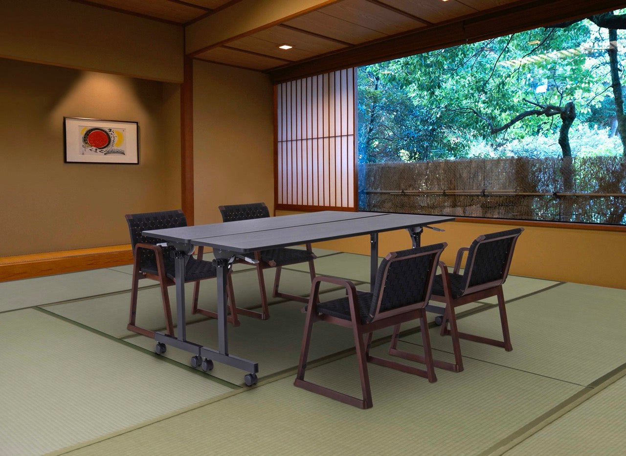和室椅子テーブル_旅館家具_アームチェア, ダイニングチェア, チェア_飛鳥チェア3-400-ブラック_八木研_ヤギケン_yagiken