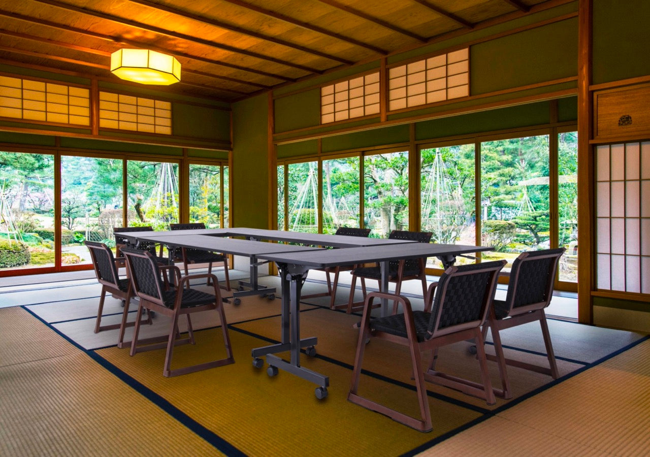 和室椅子テーブル_旅館家具_アームチェア, ダイニングチェア, チェア_飛鳥チェア3-350-ブラック_八木研_ヤギケン_yagiken