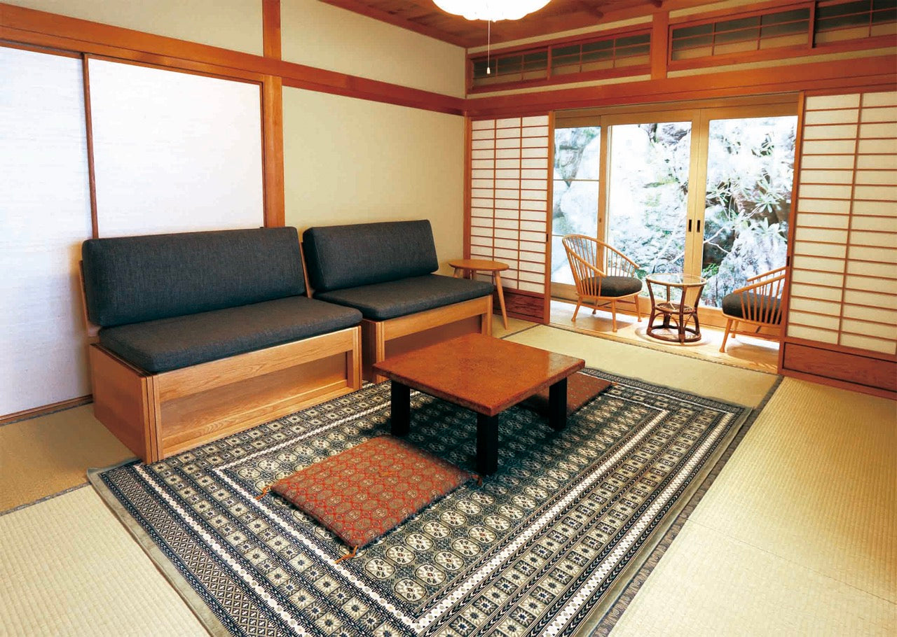 和室椅子テーブル_旅館家具_ソファベッド_くつろぎ-ソファベッド2-背板-NT色_八木研_ヤギケン_yagiken