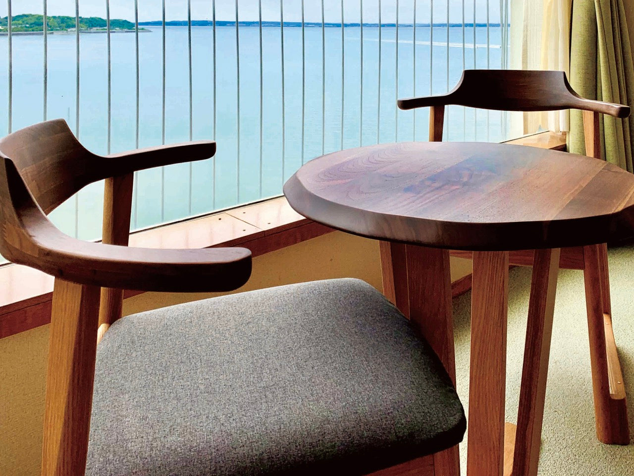 和室椅子テーブル_旅館家具_2人用テーブル, テーブル, ラウンドテーブル_くつろぎ-ラウンドテーブル60-H_八木研_ヤギケン_yagiken