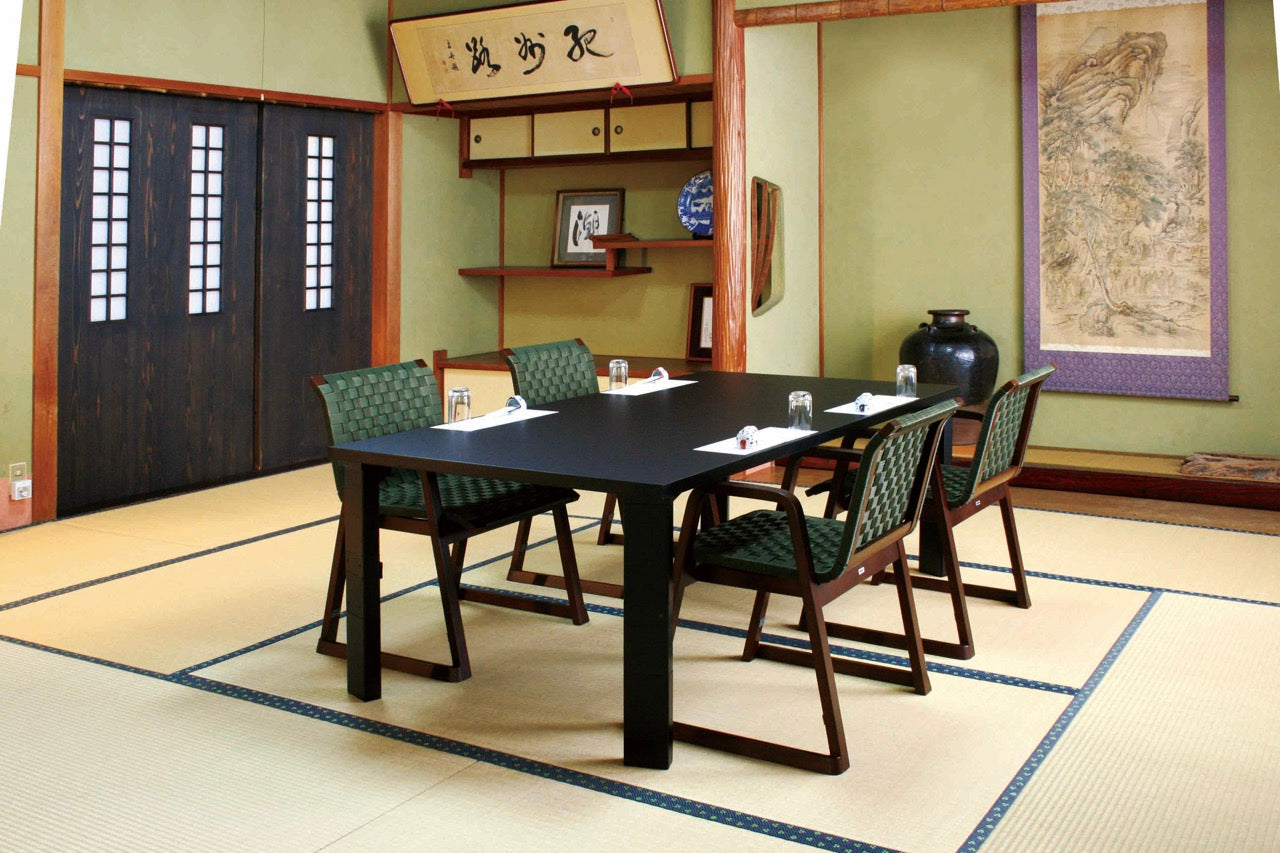 和室椅子テーブル_旅館家具_アームチェア, ダイニングチェア, チェア_飛鳥チェア3-350-グリーン_八木研_ヤギケン_yagiken