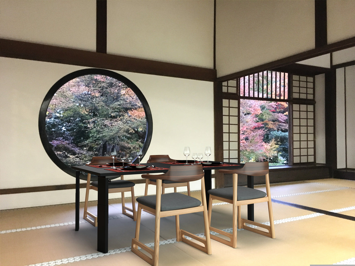 和室椅子テーブル_旅館家具_アームチェア, ダイニングチェア, チェア_くつろぎ-チェア3-walnut-H_八木研_ヤギケン_yagiken