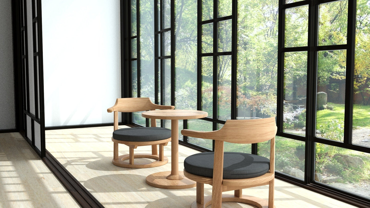 和室椅子テーブル_旅館家具_1人用テーブル, 2人用テーブル, サイドテーブル, サークルテーブル, ソファテーブル, ソファベッド, テーブル, テーブル高さ48cm, ナイトテーブル, ホテルテーブル, ラウンジ, ラウンジテーブル, ラウンドテーブル, レストテーブル, ローテーブル, 丸テーブル, 低いテーブル, 和室テーブル, 宴会場, 広縁, 旅館テーブル, 旅館食堂用, 高齢者用_くつろぎ-サイドテーブル2(MARU)_八木研_ヤギケン_yagiken