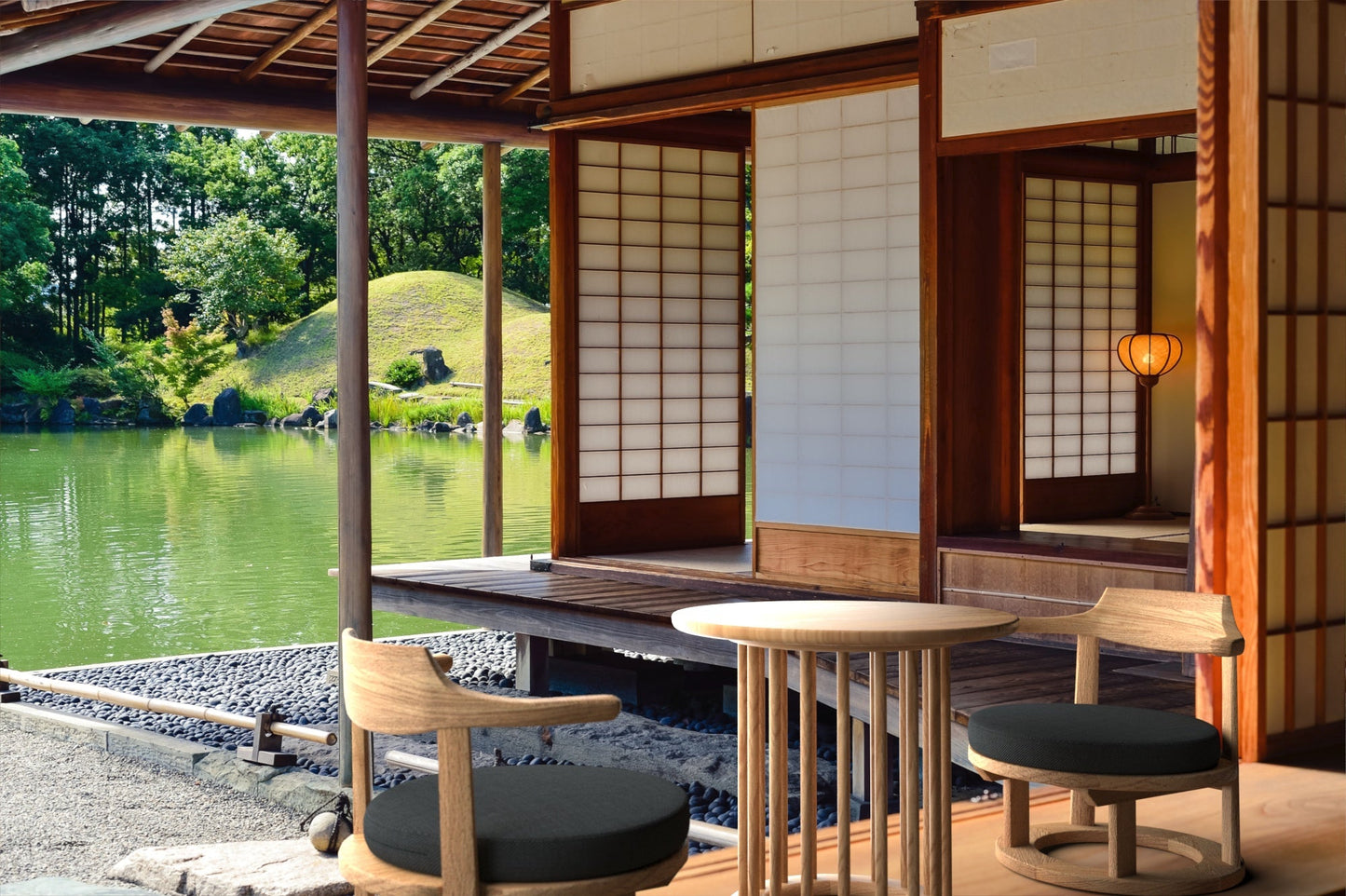 和室椅子テーブル_旅館家具_ダイニングチェア, チェア, ローチェア_まどか-和室低座椅子-φ450-NT色_八木研_ヤギケン_yagiken