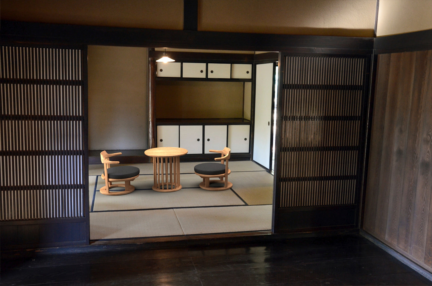 和室椅子テーブル_旅館家具_ダイニングチェア, チェア, ローチェア_まどか-和室低座椅子-φ450-NT色_八木研_ヤギケン_yagiken