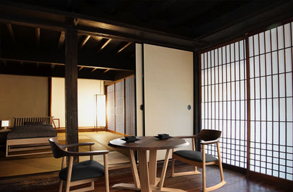 和室椅子テーブル_旅館家具_4人用テーブル, テーブル, ラウンドテーブル_くつろぎ-ラウンドテーブル100-60_八木研_ヤギケン_yagiken