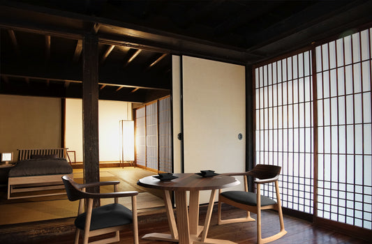 和室椅子テーブル_旅館家具_4人用テーブル, テーブル, ラウンドテーブル_くつろぎ-ラウンドテーブル100-60_八木研_ヤギケン_yagiken
