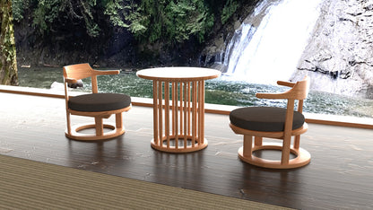 和室椅子テーブル_旅館家具_1人用テーブル, サイドテーブル, ソファテーブル, ソファベッド, テーブル, テーブル幅60cm, テーブル高さ50cm, ナイトテーブル, ホテルテーブル, ラウンジテーブル, ラウンドテーブル, ローテーブル, 丸テーブル, 低いテーブル, 和室テーブル, 宴会場, 広縁, 旅館テーブル_まどか-花芯テーブル-L-NT_八木研_ヤギケン_yagiken