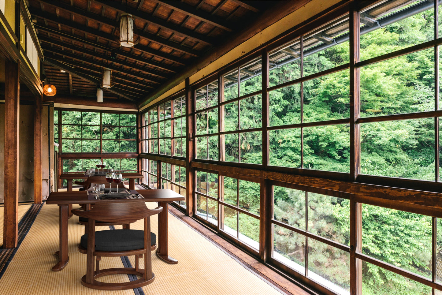 和室椅子テーブル_旅館家具_ダイニングチェア, チェア, ローチェア_まどか-和室低座椅子-φ450-DB色_八木研_ヤギケン_yagiken