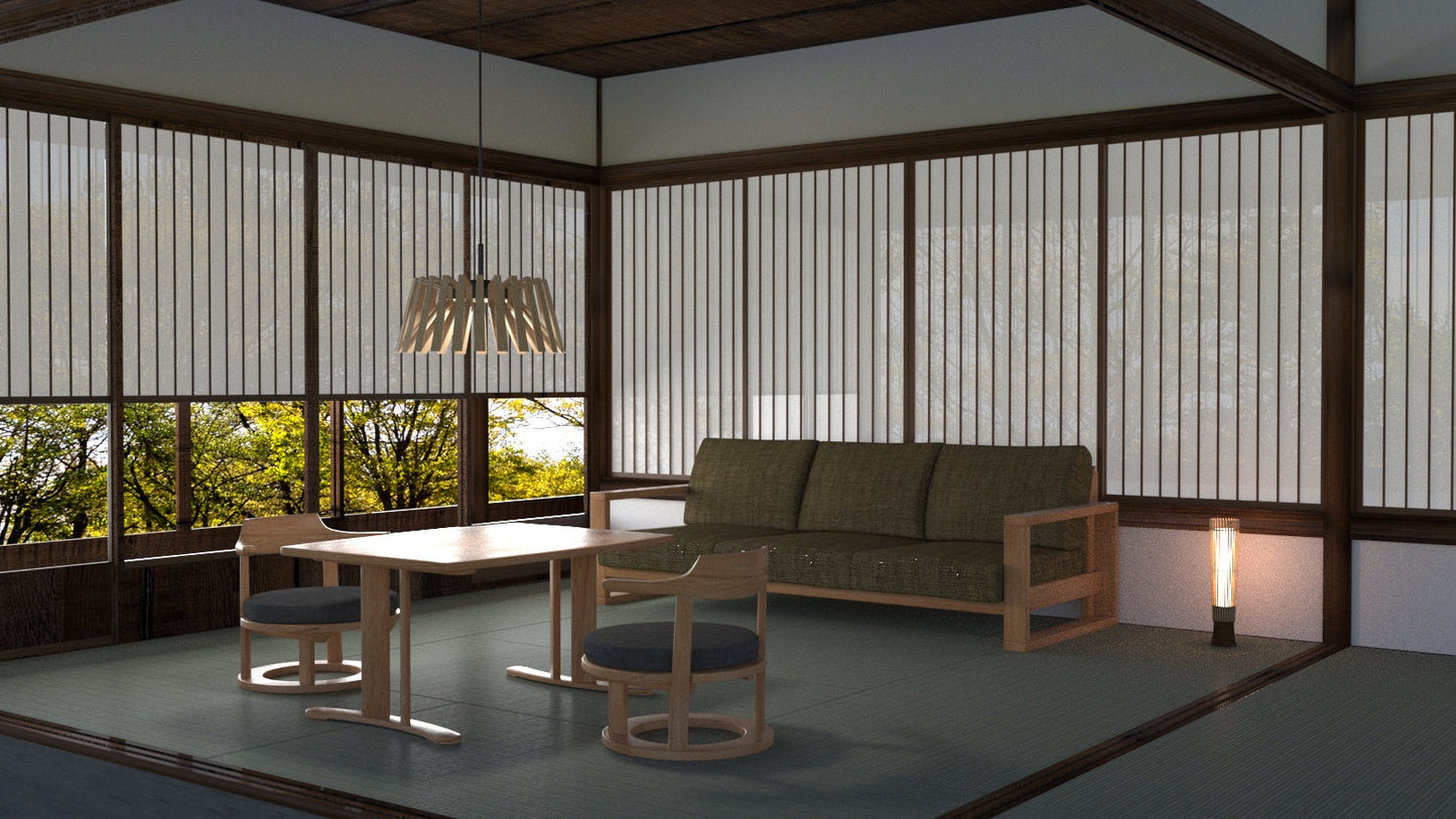 和室椅子テーブル_旅館家具_ダイニングチェア, チェア, ローチェア_まどか-和室低座椅子-φ500-DB色_八木研_ヤギケン_yagiken