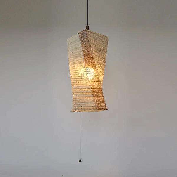 和紙ペンダントライト-和紙照明ペンダント-日本の和紙ランプ-和風ペンダントライト-手作り和紙照明-薄紙ペンダントライト-モダン和紙照明-和紙照明デザイン-伝統的な和紙照明-4畳用照明-1灯ペンダントライト-ツイスト-spn1-1004-黒雲龍-麻葉唐茶-電球別売