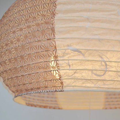和紙ペンダントライト-和紙照明ペンダント-日本の和紙ランプ-和風ペンダントライト-手作り和紙照明-薄紙ペンダントライト-モダン和紙照明-和紙照明デザイン-伝統的な和紙照明-8畳用照明-3灯ペンダントライト-スウェル SPN3-1088 雲龍ベージュ×麻葉唐茶 電球別売