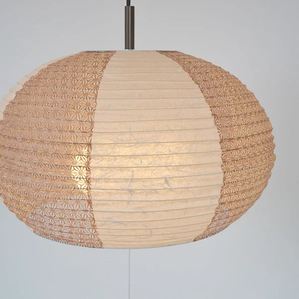 和紙ペンダントライト-和紙照明ペンダント-日本の和紙ランプ-和風ペンダントライト-手作り和紙照明-薄紙ペンダントライト-モダン和紙照明-和紙照明デザイン-伝統的な和紙照明-8畳用照明-3灯ペンダントライト-スウェル SPN3-1088 雲龍ベージュ×麻葉唐茶 電球別売