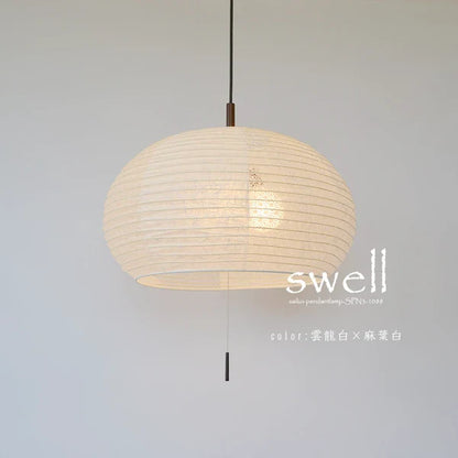 和紙ペンダントライト-和紙照明ペンダント-日本の和紙ランプ-和風ペンダントライト-手作り和紙照明-薄紙ペンダントライト-モダン和紙照明-和紙照明デザイン-伝統的な和紙照明-8畳用照明-3灯ペンダントライト-スウェル SPN3-1088 雲龍白×麻葉白 電球別売