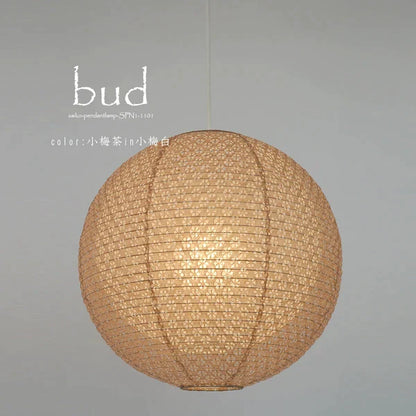 和紙ペンダントライト-和紙照明ペンダント-日本の和紙ランプ-和風ペンダントライト-手作り和紙照明-薄紙ペンダントライト-モダン和紙照明-和紙照明デザイン-伝統的な和紙照明-4畳用照明-二重提灯-1灯-ペンダントライト-バド-spn1-1101-小梅茶in小梅白-電球別売