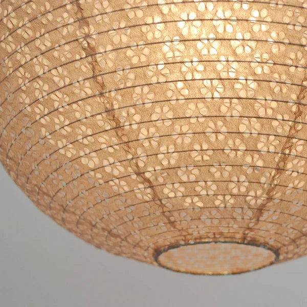 和紙ペンダントライト-和紙照明ペンダント-日本の和紙ランプ-和風ペンダントライト-手作り和紙照明-薄紙ペンダントライト-モダン和紙照明-和紙照明デザイン-伝統的な和紙照明-4畳用照明-二重提灯-1灯-ペンダントライト-バド-spn1-1101-小梅茶in小梅白-電球別売