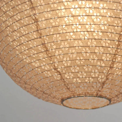 和紙ペンダントライト-和紙照明ペンダント-日本の和紙ランプ-和風ペンダントライト-手作り和紙照明-薄紙ペンダントライト-モダン和紙照明-和紙照明デザイン-伝統的な和紙照明-4畳用照明-二重提灯-1灯-ペンダントライト-バド-spn1-1101-小梅茶in小梅白-電球別売