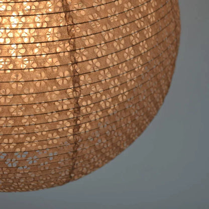 和紙ペンダントライト-和紙照明ペンダント-日本の和紙ランプ-和風ペンダントライト-手作り和紙照明-薄紙ペンダントライト-モダン和紙照明-和紙照明デザイン-伝統的な和紙照明-4畳用照明-二重提灯-1灯-ペンダントライト-バド-spn1-1101-小梅茶in小梅白-電球別売