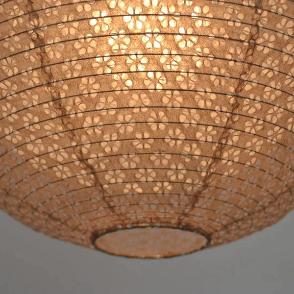 和紙ペンダントライト-和紙照明ペンダント-日本の和紙ランプ-和風ペンダントライト-手作り和紙照明-薄紙ペンダントライト-モダン和紙照明-和紙照明デザイン-伝統的な和紙照明-4畳用照明-二重提灯-1灯-ペンダントライト-バド-spn1-1101-小梅茶in小梅白-電球別売