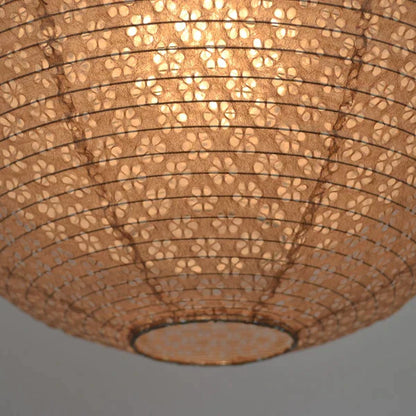 和紙ペンダントライト-和紙照明ペンダント-日本の和紙ランプ-和風ペンダントライト-手作り和紙照明-薄紙ペンダントライト-モダン和紙照明-和紙照明デザイン-伝統的な和紙照明-4畳用照明-二重提灯-1灯-ペンダントライト-バド-spn1-1101-小梅茶in小梅白-電球別売