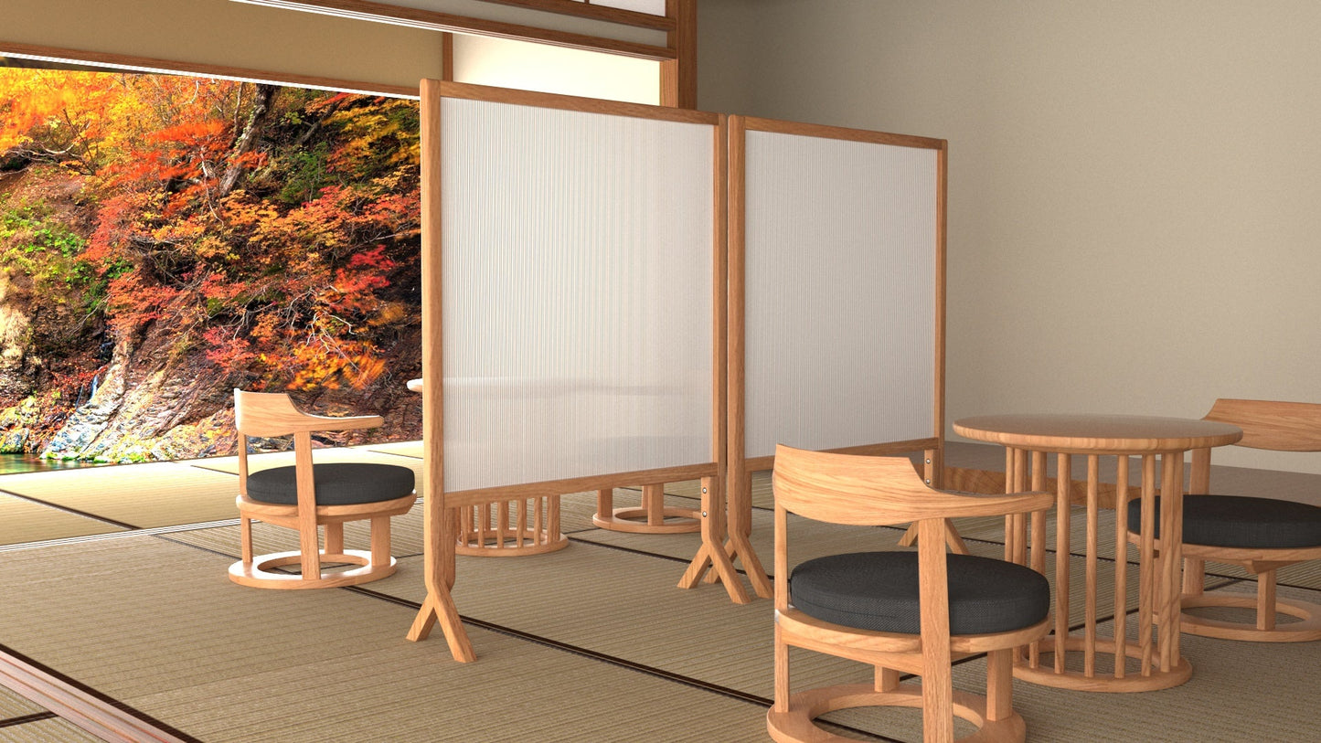和室椅子テーブル_旅館家具_スタッキング衝立(ついたて)_八木研_ヤギケン_yagiken