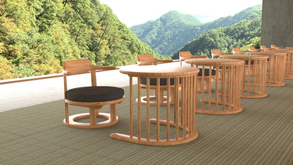 和室椅子テーブル_旅館家具_ダイニングチェア, チェア, ローチェア_まどか-和室低座椅子-φ450-NT色_八木研_ヤギケン_yagiken