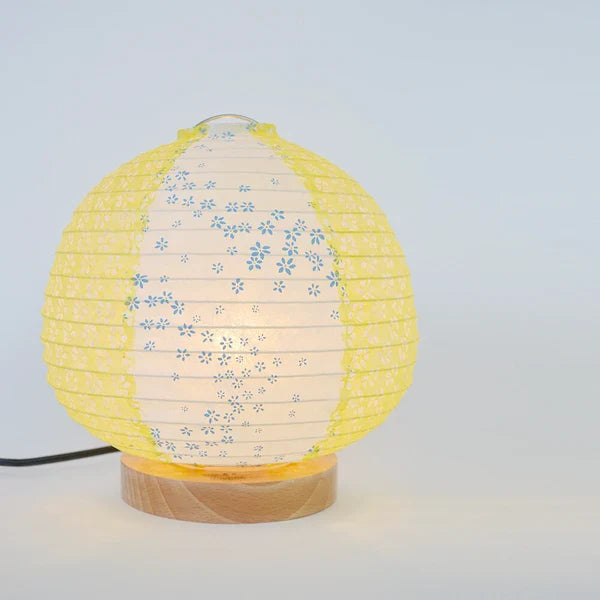 和紙テーブルライト 和紙照明テーブル 日本の和紙ライト 和風テーブルライト 手作り和紙照明 薄紙テーブルライト モダン和紙ライト 和紙ライトデザイン 伝統的な和紙照明 和風照明テーブルライト ピーチ SS-3020 花舞藍×小梅イエロー 白熱電球25W付属