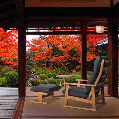 和室椅子テーブル_旅館家具_オットマン, オーク材, モーション機能, ラウンジ, リクライニングチェア, リラックスチェア, 低い椅子, 和室椅子, 宴会場, 広縁, 座面高さ34cm, 旅館客室用椅子, 旅館食堂用, 無断階リクライニング, 畳用椅子, 高座椅子, 高齢者用_くつろぎ-オットマン2_八木研_ヤギケン_yagiken