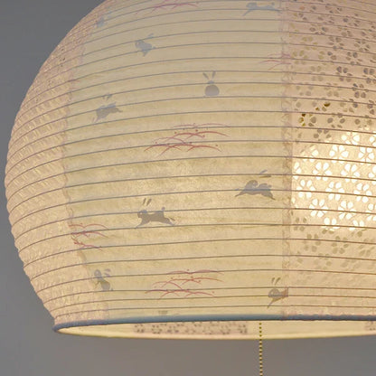 和紙ペンダントライト-和紙照明ペンダント-日本の和紙ランプ-和風ペンダントライト-手作り和紙照明-薄紙ペンダントライト-モダン和紙照明-和紙照明デザイン-伝統的な和紙照明-6畳用照明-2灯ペンダントライト-ポッポ　SPN2-1063 うさぎピンク×小梅ピンク 電球別売