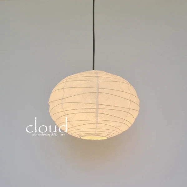 和紙ペンダントライト-和紙照明ペンダント-日本の和紙ランプ-和風ペンダントライト-手作り和紙照明-薄紙ペンダントライト-モダン和紙照明-和紙照明デザイン-伝統的な和紙照明-4畳用照明-1灯ペンダントライト-クラウド-spn1-1134-揉み紙-電球別売