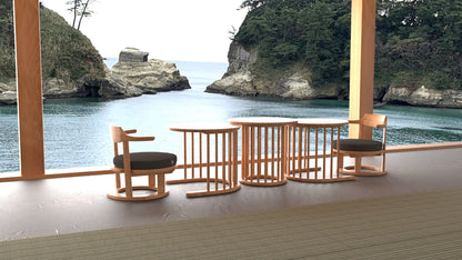 和室椅子テーブル_旅館家具_ダイニングチェア, チェア, ローチェア_まどか-和室低座椅子-φ450-NT色_八木研_ヤギケン_yagiken