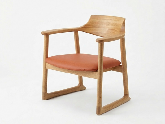 くつろぎ ラウンジチェア2 NT色（座面PVCオレンジ）｜和室椅子・ラウンジチェア・アームチェア・旅館家具