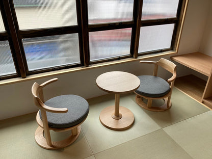 和室椅子テーブル_旅館家具_ダイニングチェア, チェア, ローチェア_まどか-和室低座椅子-φ450-DB色_八木研_ヤギケン_yagiken