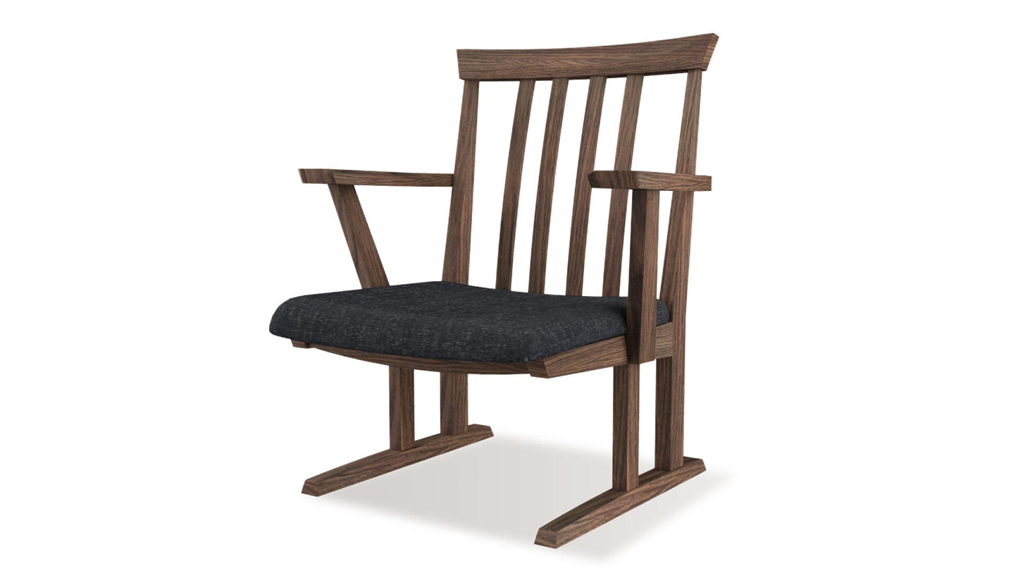 和室椅子テーブル_旅館家具_ダイニングチェア, チェア, ローチェア_たのし-アームチェアH-MB色-UP643_八木研_ヤギケン_yagiken