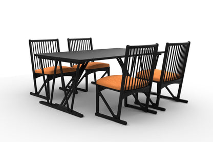 和室椅子テーブル_旅館家具_ダイニングチェア, チェア, ローチェア_しき-和室イスBK色-オレンジ_八木研_ヤギケン_yagiken