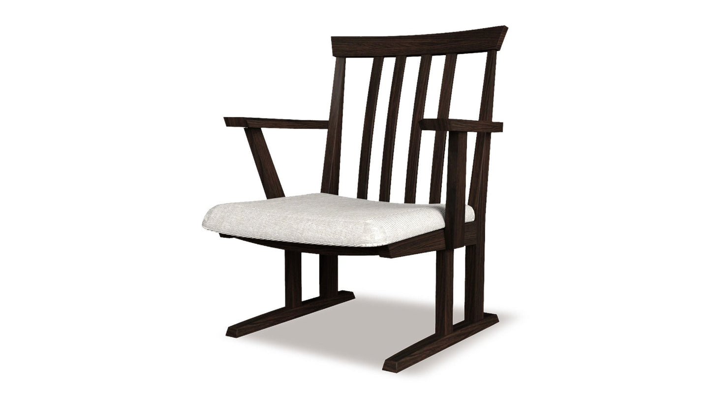 和室椅子テーブル_旅館家具_ダイニングチェア, チェア, ローチェア_たのし-アームチェアH-DB色-UP635_八木研_ヤギケン_yagiken