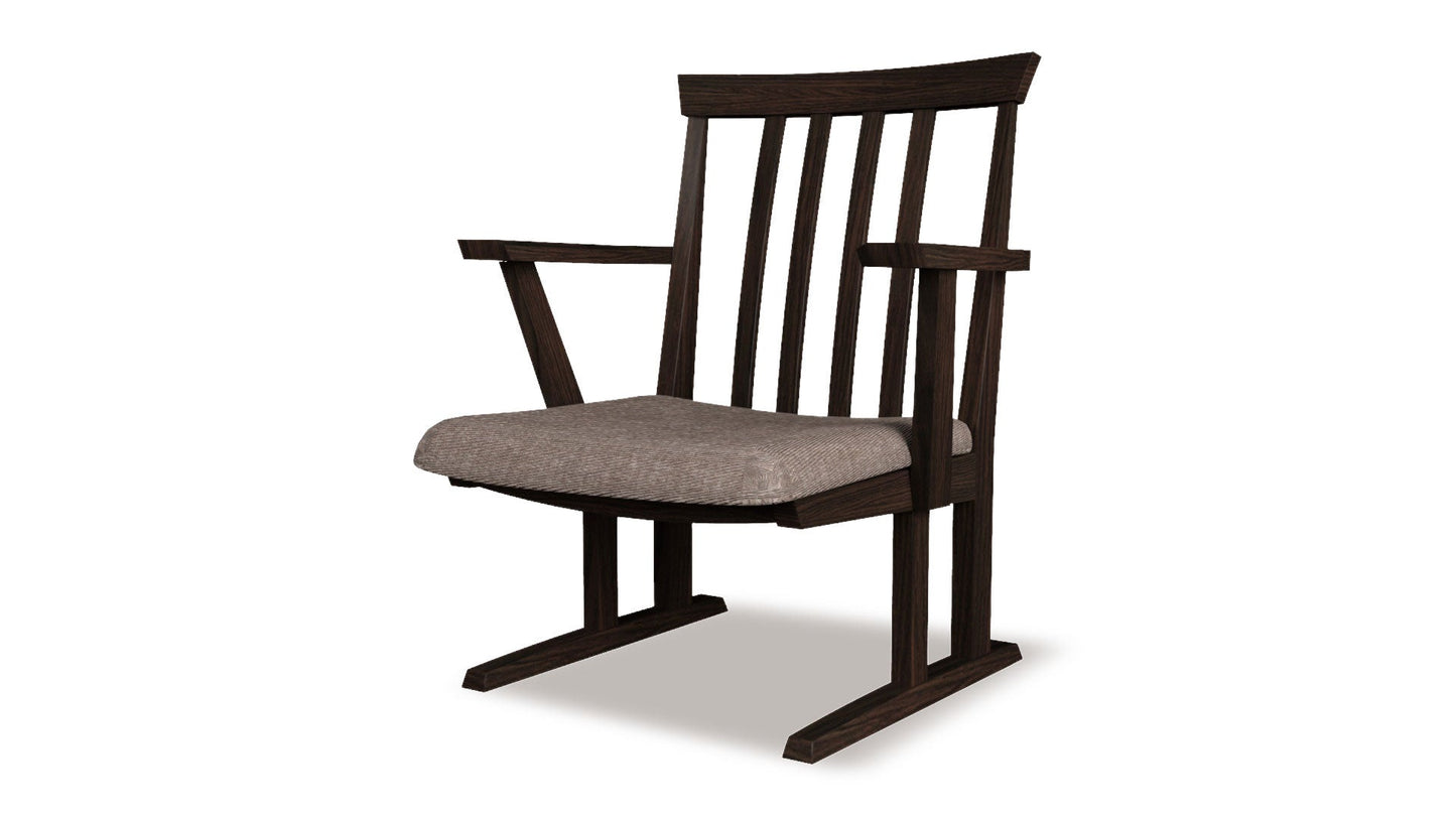 和室椅子テーブル_旅館家具_ダイニングチェア, チェア, ローチェア_たのし-アームチェアH-DB色-UP639_八木研_ヤギケン_yagiken