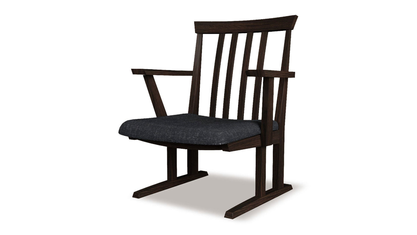 和室椅子テーブル_旅館家具_ダイニングチェア, チェア, ローチェア_たのし-アームチェアH-DB色-UP643_八木研_ヤギケン_yagiken