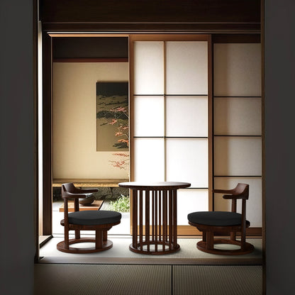 和室椅子テーブル_旅館家具_ダイニングチェア, チェア, ローチェア_まどか-和室低座椅子-φ450-DB色_八木研_ヤギケン_yagiken