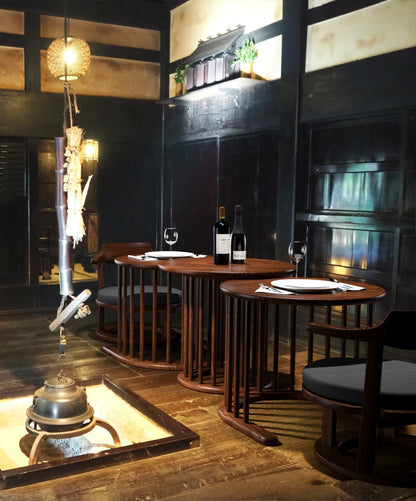 和室椅子テーブル_旅館家具_ダイニングチェア, チェア, ローチェア_まどか-和室低座椅子-φ450-DB色_八木研_ヤギケン_yagiken