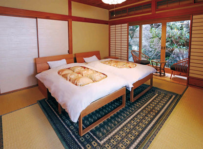 和室椅子テーブル_旅館家具_ソファベッド_くつろぎ-ソファベッド2-背板-NT色&ソファベッド用-クッションセット_八木研_ヤギケン_yagiken