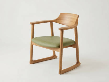 くつろぎ ラウンジチェア2 NT色（座面PVCグリーン）｜和室椅子・ラウンジチェア・アームチェア・旅館家具