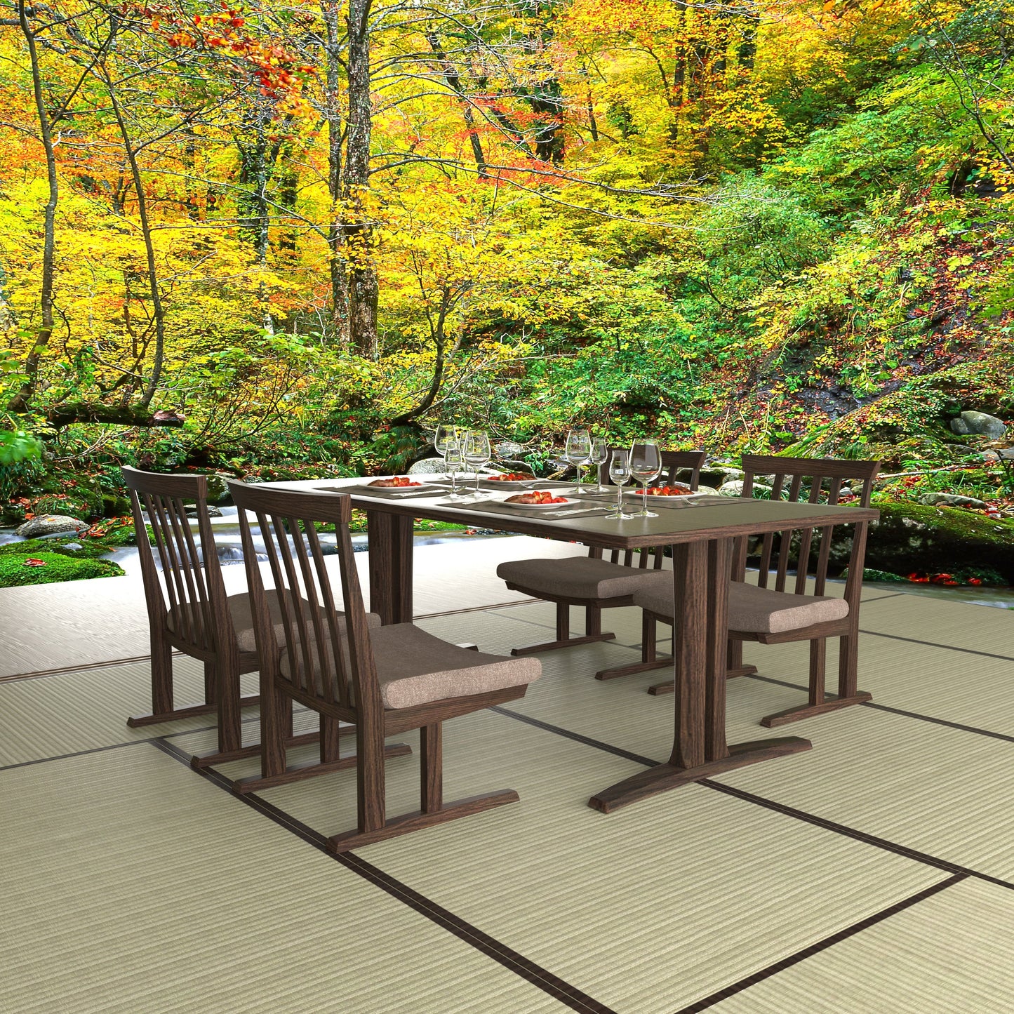 和室椅子テーブル_旅館家具_ダイニングチェア, チェア, ローチェア_たのし-サイドチェアH-NT色-UP643_八木研_ヤギケン_yagiken