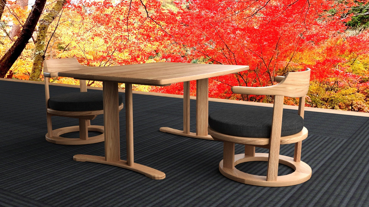 和室椅子テーブル_旅館家具_テーブル, ローテーブル_まどか-和室机1000-800-Oak-NT色_八木研_ヤギケン_yagiken